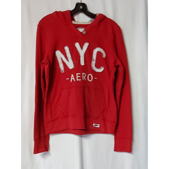 Aeropostale Red Hooded Sweatshirt Women's Size Large - Picture 1 of 2